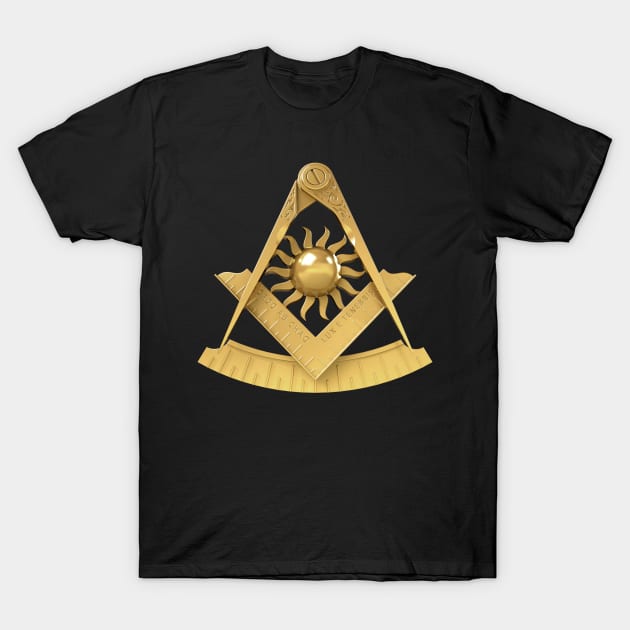 Past Master Gold Emblem Jewel Masonic Freemason T-Shirt by Master Mason Made